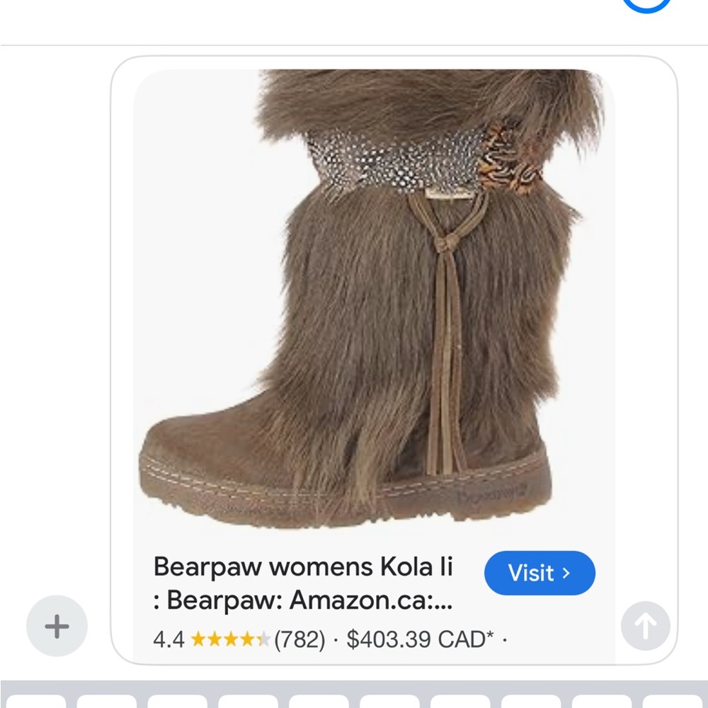 Bearpaw Tan brown leather fur with feather strap size 9 BIGFOOT Halloween
